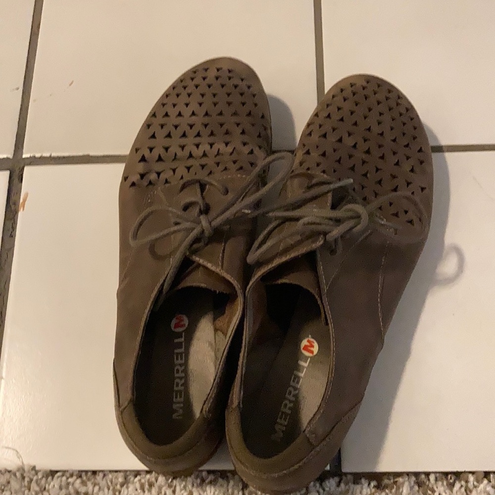 Brown leather Merrell Mimix minimalist sneakers
